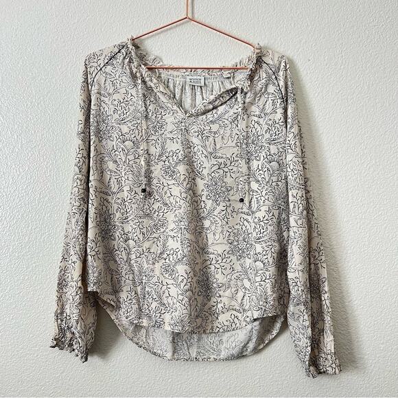 Scotch & Soda Easy Monochrome Blouse Top floral outline ivory cream black - Picture 6 of 9